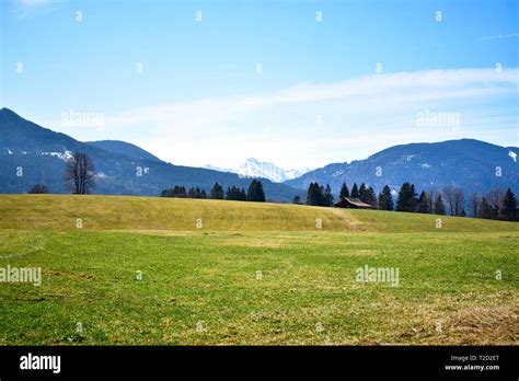 Panoramic Photo Of The Bavarian Mountains In Spring Stock Photo Alamy