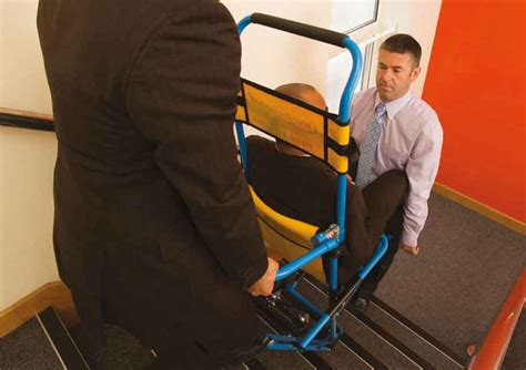 Battery powered stair climber which allows for easy and safe stair ascent and descent. Mobi Evac Stair Chair Pics : Evacuation Chair Evac Chair Evacuation Chairs I : Used on 9/11, the ...
