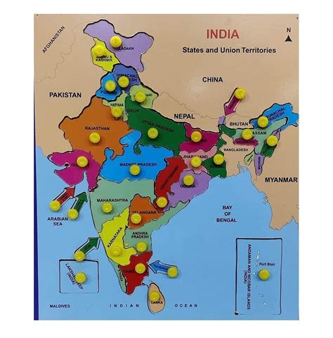 Buy Souvenir Wooden India Puzzle With Knobs For Kids India With States