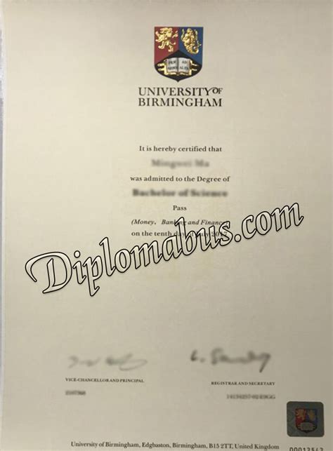 Buy University of Birmingham Postgraduate diploma  Diplomabus