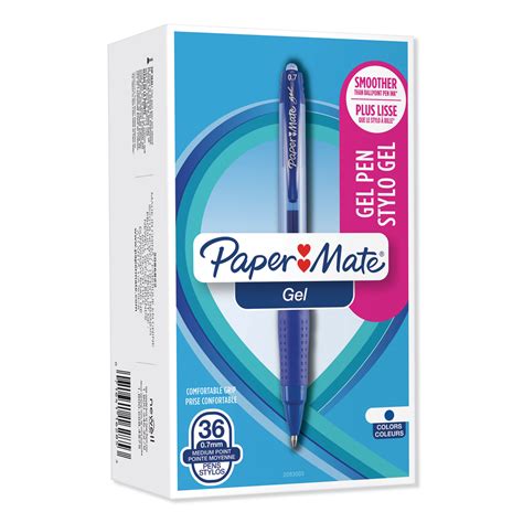 paper mate gel pen retractable value pack medium 0 7 mm blue ink blue barrel 36 pack