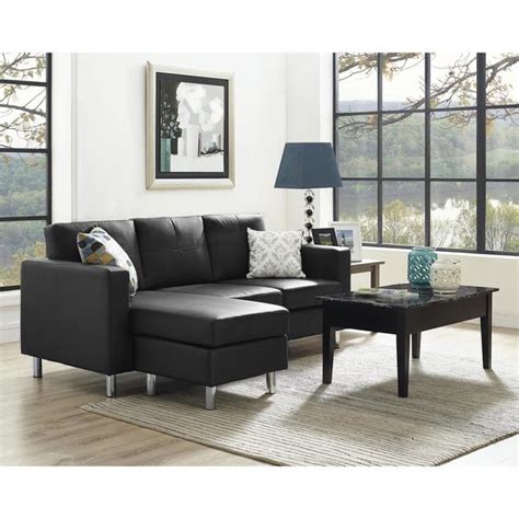 Based on retail price of $1,229.98 (sales & promotions excluded) Avenue Greene Small Spaces Black Faux Leather Configurable ...