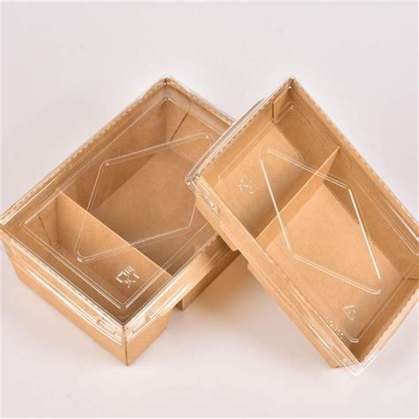 Kraft Paper Two Compartment Fast Food Boxes Takeaway Box Biodegradable