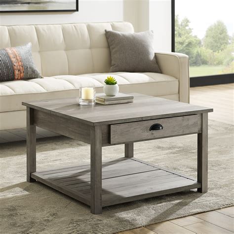Manor Park 30 Inch Square Country Coffee Table Grey Wash
