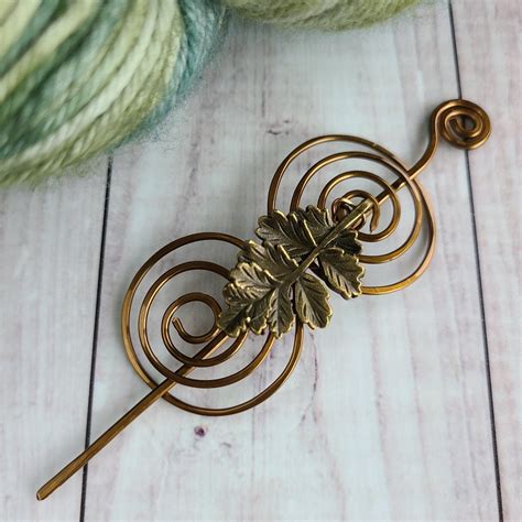 Rowan Leaf Shawl Pin Charmed Vintage Bronze Crafty Flutterby Creations