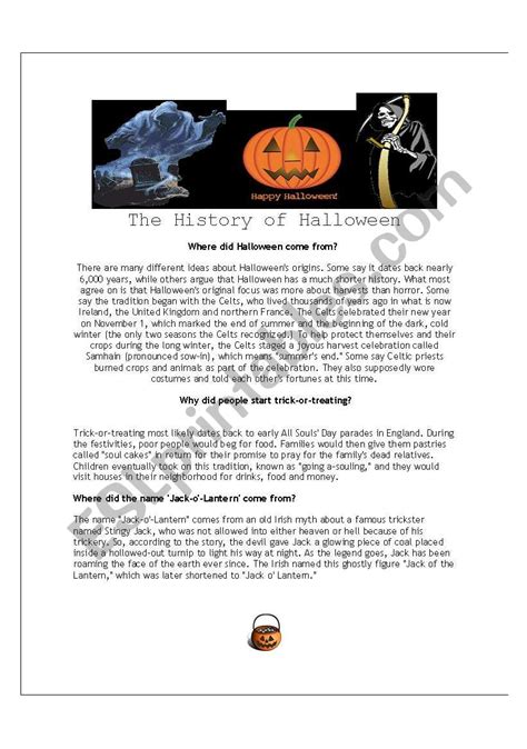 Utube Halloween Story In English Learn English Through Story - The History of Halloween - ESL worksheet by marcosm