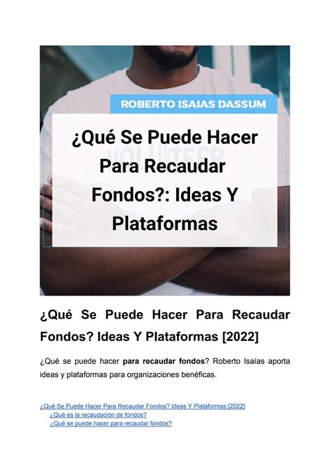 ¿qué Se Puede Hacer Para Recaudar Fondos Ideas Y Plataformas 2022 By Roberto Isaías Dassum