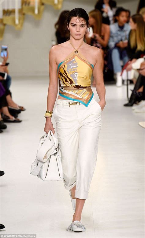 Kendall Jenner Wears Handkerchief Top For Tod S Mfw Show Daily Mail