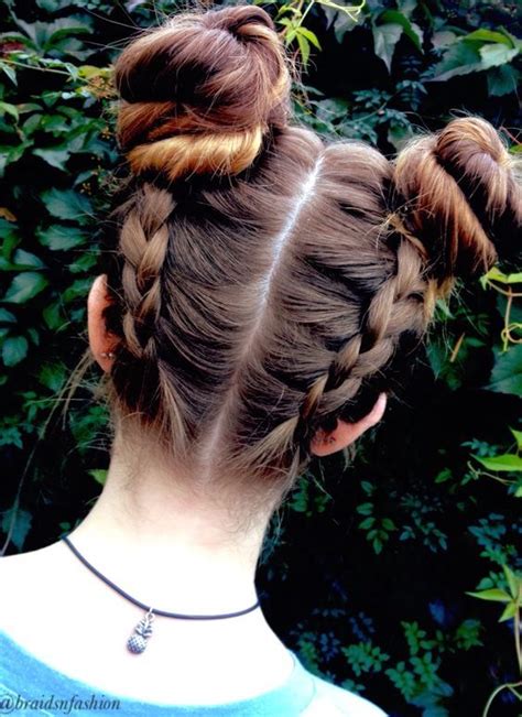 Double Bun9 Two Buns Hairstyle Cute Braided Hairstyles Up Hairstyles