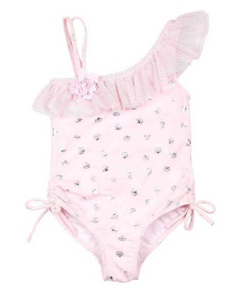 Kate Mack Girls Princess Party One Shoulder Swimsuit Biscotti And