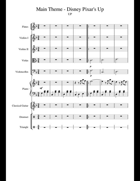 Main Theme Disney Pixars Up Sheet Music For Flute Violin Piano