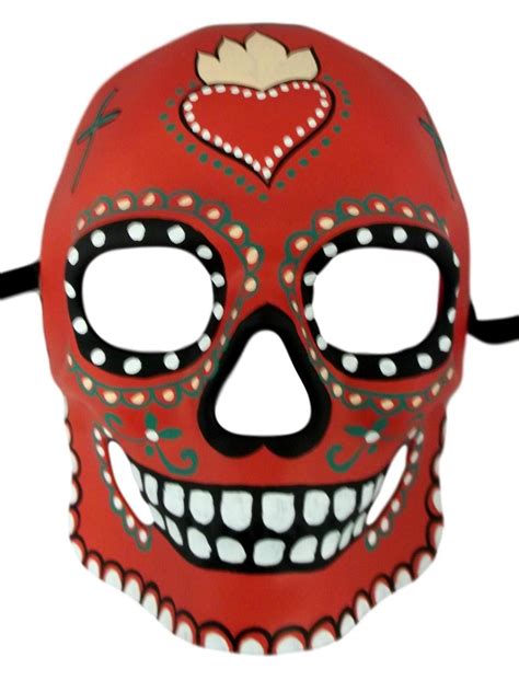 Red Day Of The Dead Halloween Skull Masquerade Mask