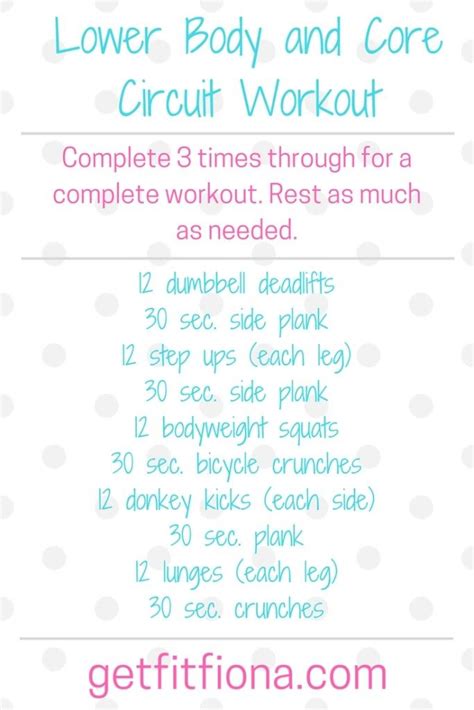 Lower Body And Core Circuit Workout Get Fit Fiona Circuit Workout