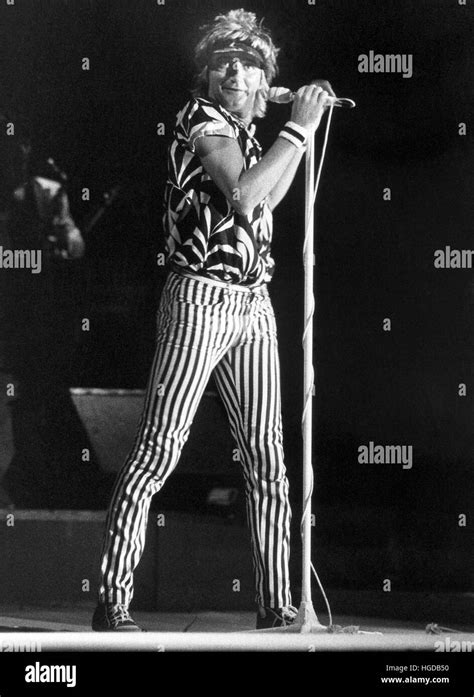 Rod Stewart Singer England 1980 Under Concert At Stockholm Stock Photo