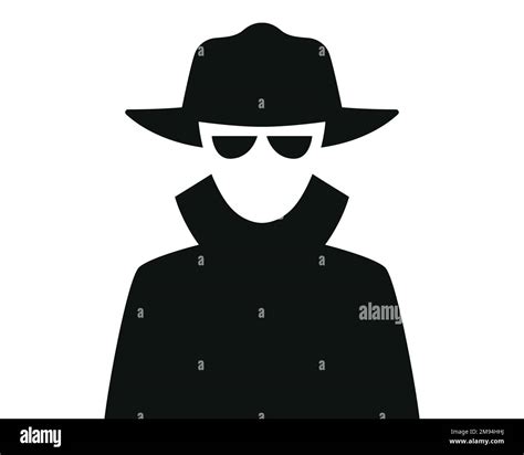 Black Icon Of A Spy With Glasses Hidden Security Agent Flat Vector