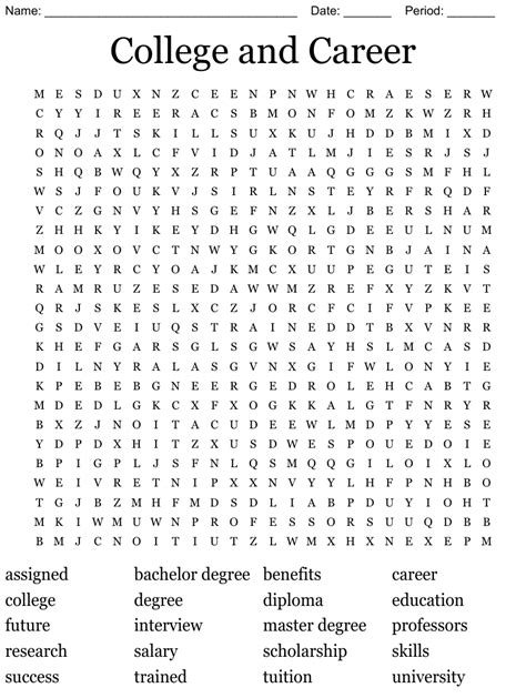College And Career Word Search Wordmint
