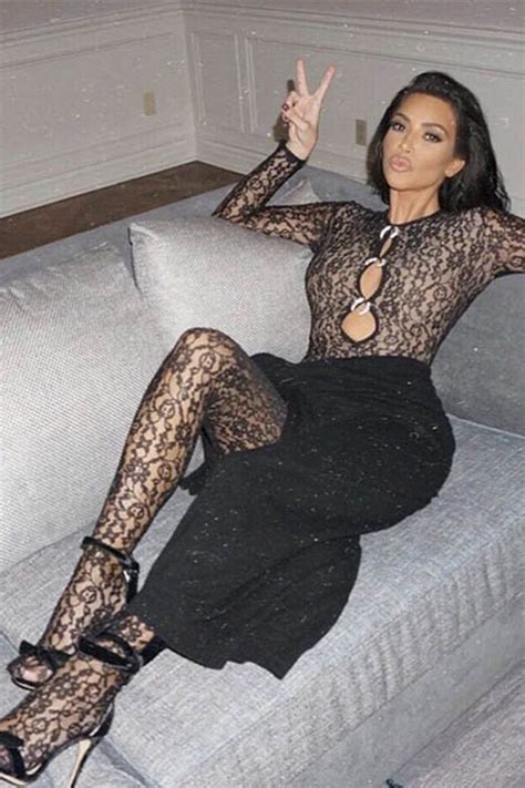 Kim Kardashian Flaunts Killer Body In See Through Lace Bodysuit Ok