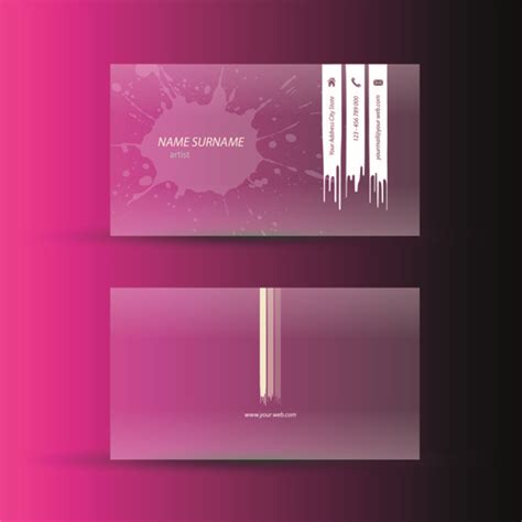 Pink Business Cards Template Design Vector Vectors Graphic Art Designs