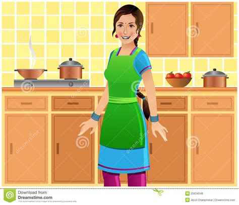 The breadth of the back is created by the shoulders at the top and the pelvis at the bottom. Beautiful Indian Woman In Kitchen Royalty Free Stock ...