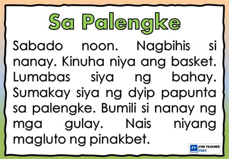 Filipino Reading Materials With Comprehension
