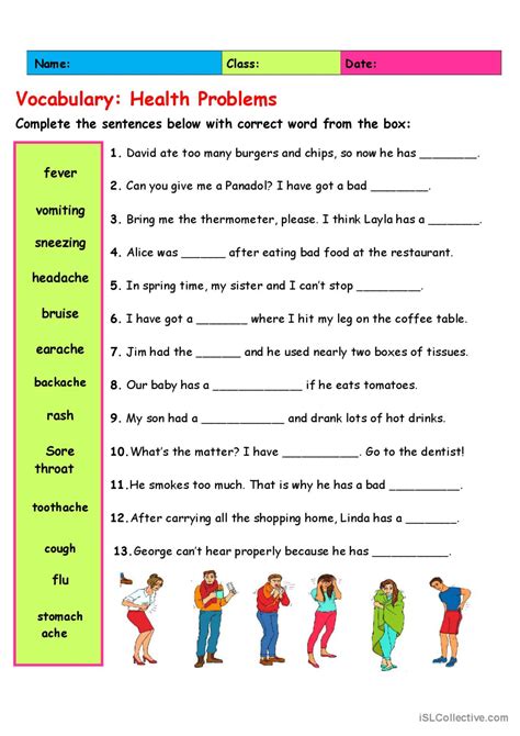 Vocabulary Health Problems 2 English Esl Worksheets Pdf And Doc