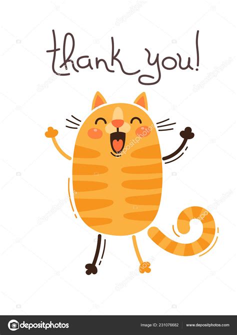 Are you searching for thank you cartoon png images or vector? Funny cat says thank you. Vector illustration in cartoon ...