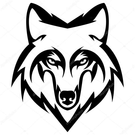 Wolfskopf Logo Maskottchen Emblem - Vektorgrafik: lizenzfreie Grafiken