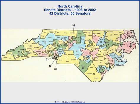 North Carolina State Senate Districts Map 1993 To 2002