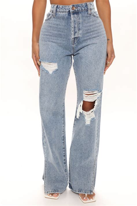 Go Back To The 90s Side Slit Jeans Medium Blue Wash Fashion Nova Jeans Fashion Nova