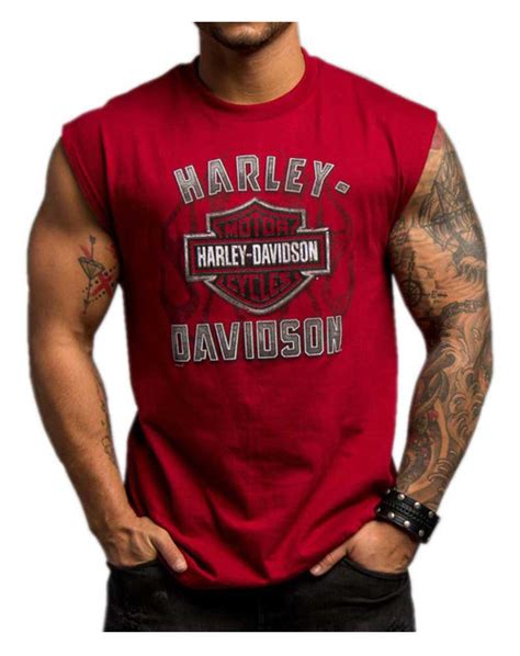 Harley Davidson® Mens Ultimate Velocity Sleeveless Muscle Shirt Red 5501 Hc8m Wisconsin