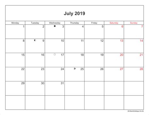 We also counting the number of days or weeks until the bank holidays 2021 in uk. July 2019 Calendar Printable with Bank Holidays UK