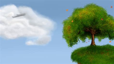 Tree Clouds Sky Fantasy Green Grass Wallpaper 2560x1440 438357