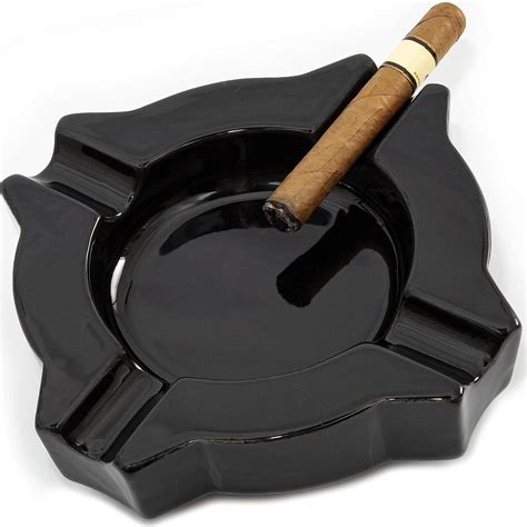 Rogoz Ceramic Cigar Ashtray For Men Durable Solid Slot Cigar Holder Large Heavy Outdoor Glass