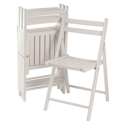 Winsome Wood Indoor White Wood Slat Standard Folding Chair In The