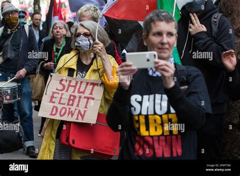 London, UK. 11th May, 2021. Activists from Palestine Action protest