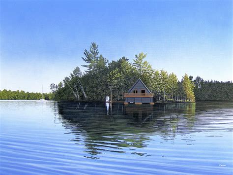 Island Boathouse Muskoka Painting By Kenneth M Kirsch Fine Art America