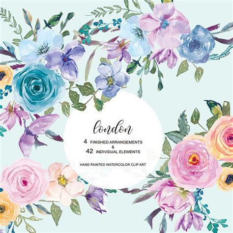 This photo includes spring flower, botanical, celebration, carnation, mother's day tags. Watercolor Pastel Colors Flowers Clipart - Arrangements ...
