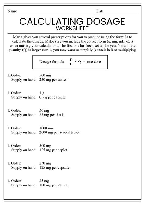 Nursing Math Worksheet