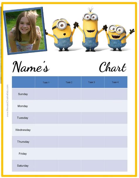 Free Behavior Charts With The Minions Add Your Own Photo And Text