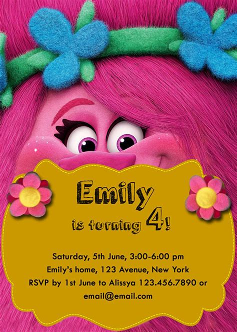 Trolls Movie Invitation 2016 Trolls Invitation Trolls | Etsy in 2021 | Trolls birthday party ...