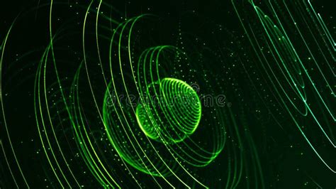 Abstract Sci Fi Background With Glow Particles Form Curved Lines