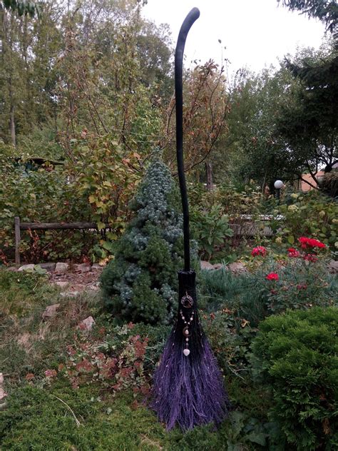 Black Purple Witchs Broom Wicca Besom Etsy