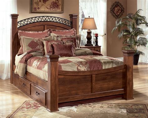 Signature Design By Ashley Timberline Queen Poster Bed With Underbed
