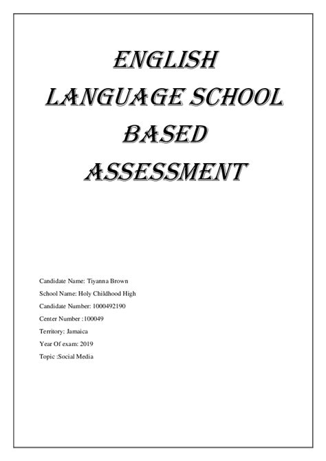 Doc English Language School Based Assessment Tiyanna Brown
