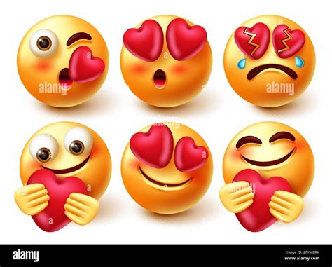 Emoticono Amor Smileys Juego De Caracteres Vectoriales En El Amor 3d