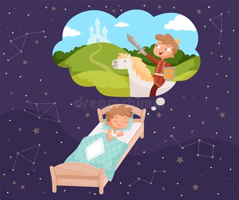 Sueños De Bebé Niños Durmiendo Soñando Nubes Vectores Ilustraciones De