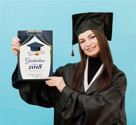 Premium Psd Beautiful Student Holding Graduation Diploma