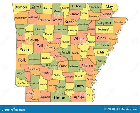 Arkansas County Map Royalty Free Stock Photo 38662725