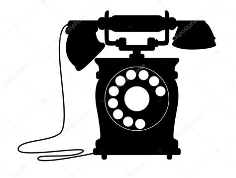 Black And White Silhouette Illustration Of An Old Fashioned Dial Up