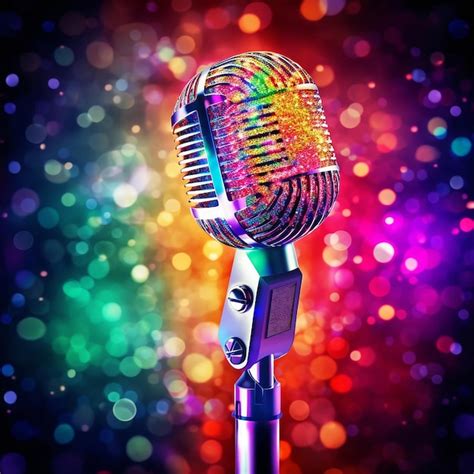 Premium Ai Image A Colorful Microphone With A Rainbow Colored